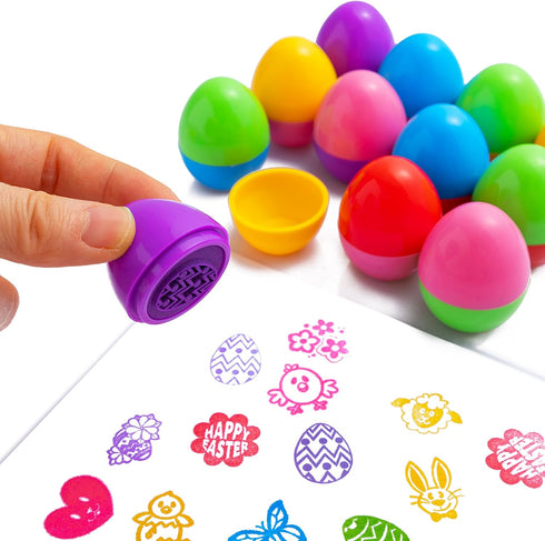 24 JOYIN Pcs Easter Egg Stampers Toys for Easter Eggs Hunt Game, Basket Stuffers Fillers, Kids Gifts, Party Favor, Self