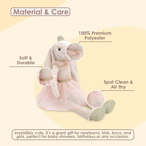 MON AMI Princess Brianna Bunny Doll - 18", Soft & Cuddly Plush Animal Doll, Great Gift for Kids, Boys, Girls