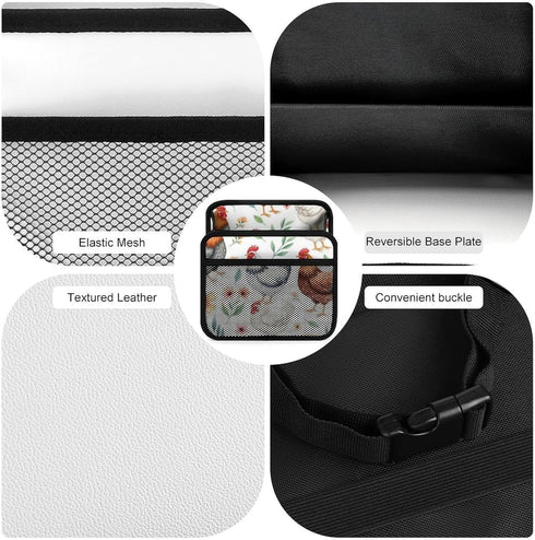 PPIKTC Spacious Hanging Auto Seat Organizer with Ventilated Mesh Pockets for Wet Wipes and Baby Supplies, Chicken