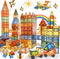 HarworLife 120 PCS Magnetic Tiles, Diamond Magnet Tiles with 2 Cars Magnetic