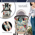 YANENDIE Backpack, Backpack Backpack Floral Theme Diaper Bag Unisex Travel Baby Diaper Bags with Stroller Straps