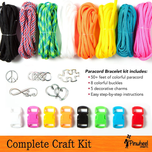 550 8 8-12 Pinwheel Crafts Paracord Bracelet Kit - DIY Kids Crafts, Paracord Bracelet w/Sturdy Buckle & Paracord Cord