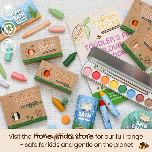 (12 Pack) 1+, 3-6 Honeysticks Flower Shaped Beeswax Crayons - Non Toxic Crayons Made with Pure Beeswax, Chunky Petal