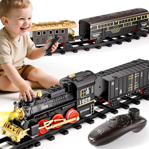 Xelabrion Set 3-5 4-7, Set Set 3 4 5 6 7 8Years Train for Kids Remote Control Train Toys with Lights & Sound Spray, RC