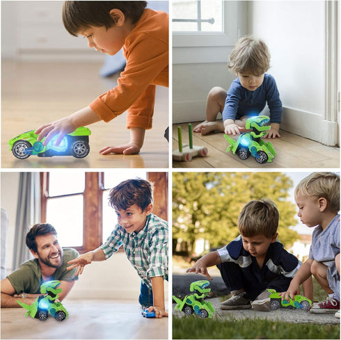 3-6 4 5 6 7 Toys for Year Old Boys Transforming Car Toys with LED Light and Music Dinosaur Toy Birthday Gifts for Year