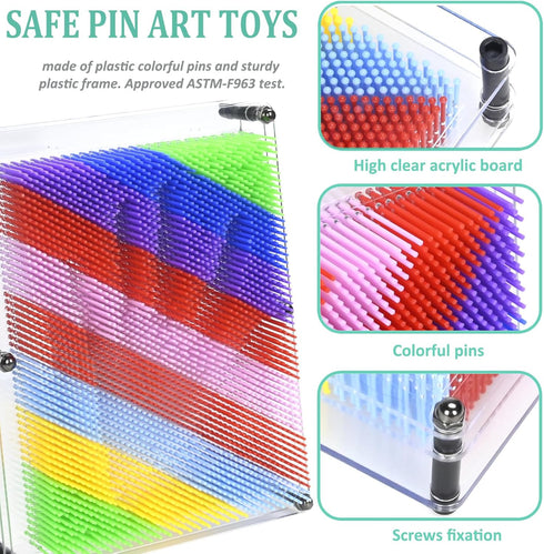 Extra Large 3D Pin Art Toy Board Game for Ages 5-7, Rainbow Sensory Fidget Toys for Kids