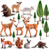 Sumind 18 Pcs Forest Animals Figurines, Woodland Toys Model Trees Kit, Miniature Plastic for Cake Toppers, Birthday
