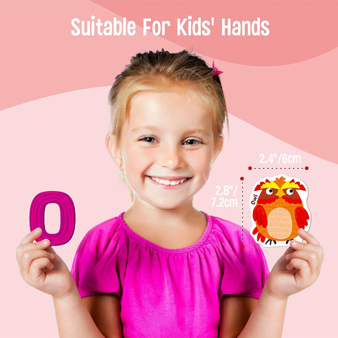 Large Magnetic Letters and Animals, Educational Learning Tool for Kids, 52 Pieces Magnets with Colorful Alphabet Letters