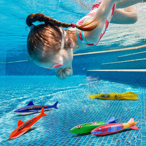 Haktoys Pool Diving Torpedo Toys, Underwater Sinking Torpedoes Set for Indoor and Outdoor Swimming Activity
