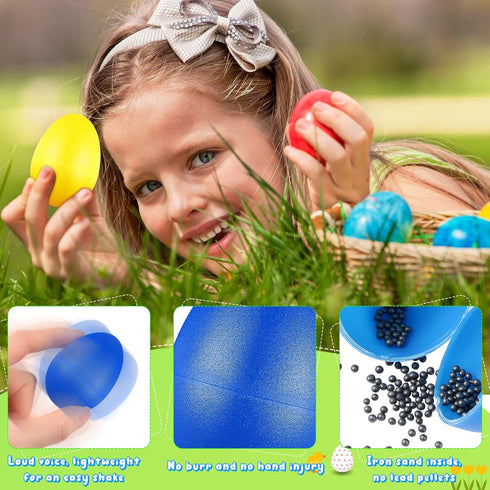 100 Pieces Egg Shakers Musical Instruments, Plastic Easter Egg Shaker for Kids Toys, 5 Colors