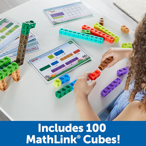 Learning Resources MathLink Cubes Kindergarten Math Activity Set, Dino Time! 115 Pieces for Ages 5+