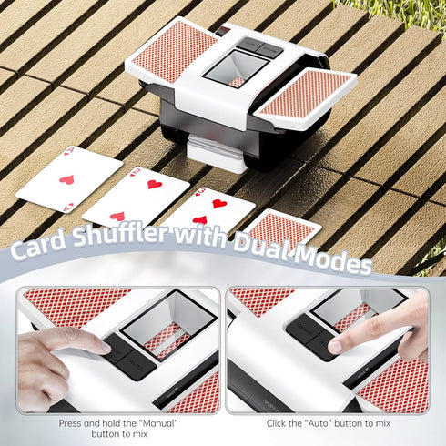 2 10, KPAW Card Shuffler Deck, Rechargeable Automatic Card Shuffler with Dual Modes, Low Noise Portable