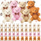Junkin 48 Pcs Mini Bear Stuffed Animal, 4 Inch Tiny Bear Dolls for DIY Keychain Party Favor Wedding Decor