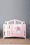 JAHbaby 3 PCs Pink Embroidery Elephant Nursery Crib Bedding Set Quilt Fitted Sheet