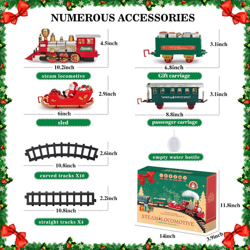Set, Set Sets 3 4 5 6 7 8 BainGesk Train Christmas Train with Steam, Light and Sounds, Train for Under Christmas Tree