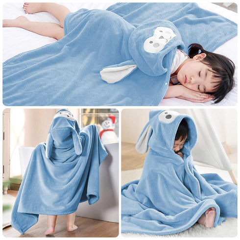 ROMASA Baby Bath Towel, Ultra Soft Hooded Towel for Toddlers, Highly Absorbent Shower Gifts for Boys Girls (Blue)