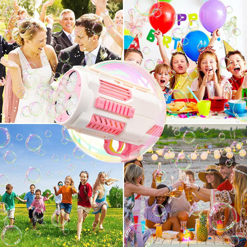 Upgraded Bazooka Bubble Gun, No Dip Bubble Machine Gun with Light for 9000+ Bubbles Per Min Outdoor Fun
