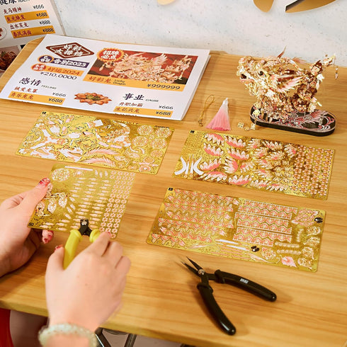 Piececool 3D Metal Puzzles for Adults - Chinese Lucky Dragon DIY Model Building Kits, Challenging Brain Teaser Crafts
