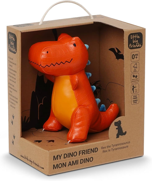 Little Big Friends Dino Friends | Rex The Tyrannosaurus | Vegan Leather | Easy to Clean | Stimulate Senses