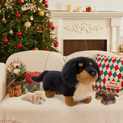 20'' MorisMos Dachshund Stuffed Animal Plush Toys, Realistic Long Haired Dachshund Toys Gift for Kid Toddler Women