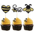 Gyufise 24Pcs Bumble Bee Cupcake Toppers, Heart Bumble Bee Cake Decorations for 1st Birthday Baby Shower Party Supplies