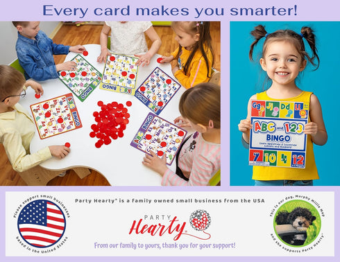 123 2 4 Party Hearty Alphabet and Number, ABC and Bingo Board Game for Kindergarten and Preschool Kids Learn to Read