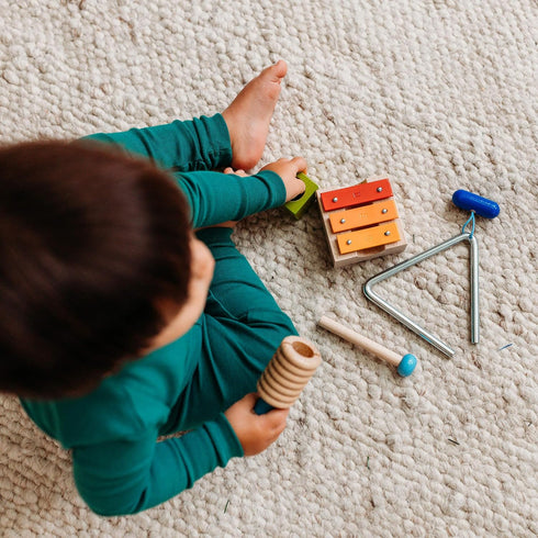 305922 2 HABA Musical Sounds Musical Joy- with Its Triangle, Jingle Bell Block, Mini metallophone and Rattle, Different