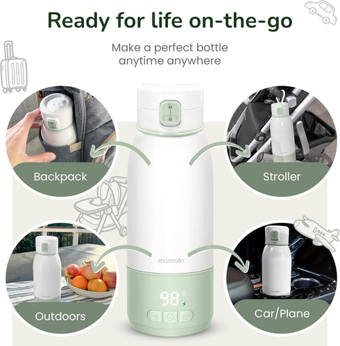 17 oz, 95F 131F, Portable Bottle Warmer for Travel, Temp Control to Rechargeable On The Go, Ideal for Travel, Outdoors