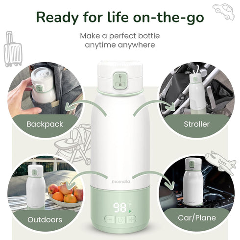 17 oz 3 Portable Milk Warmer for Travel, Pasteurization Mode, Capacity, Min Fast Heating & Long Battery Life, Baby