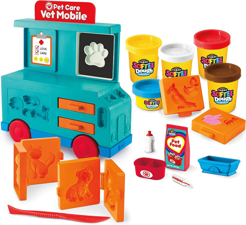 Cra-Z-Art Softee Dough Pet Care Vet Mobile Playset, Modeling Dough Toy for Kids Ages 3 Years & Up