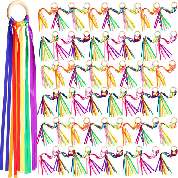 Junkin Ribbon Rings Hand Kite Waldorf Toys Dancing Wrist Ribbons Rainbow Streamers