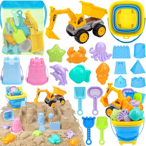 FHOZGECY Beach Toys, Sand Toys for Kids Boys and Girls with 2 in