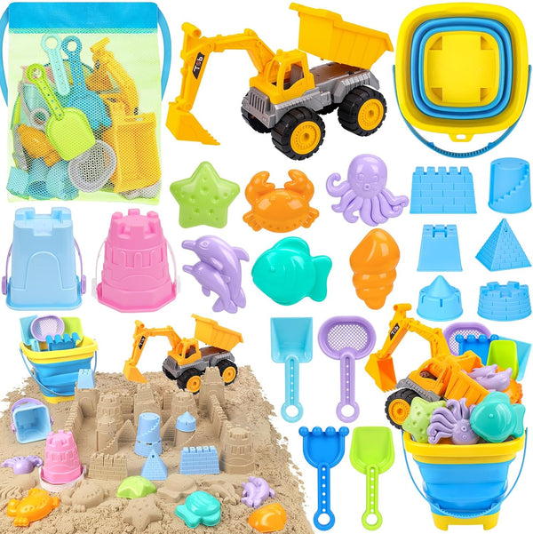 FHOZGECY Beach Toys, Sand Toys for Kids Boys and Girls with 2 in