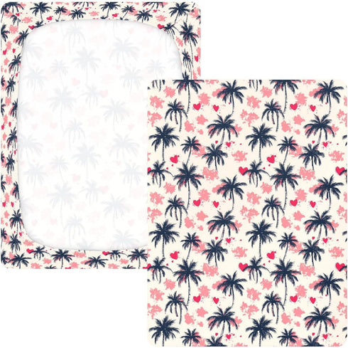 miaozhen 1 Pack 52x28 Cotton Baby Crib Sheets Soft Palm Tree Anime Valentines Toddler Bed Sheets for Nursery decoracion