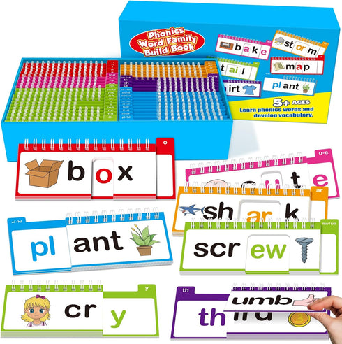 Edulok 40 Read and Rhyme Flip Books,Phonics Word Family Build Book Learn to