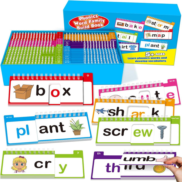 Edulok 40 Read and Rhyme Flip Books,Phonics Word Family Build Book Learn to