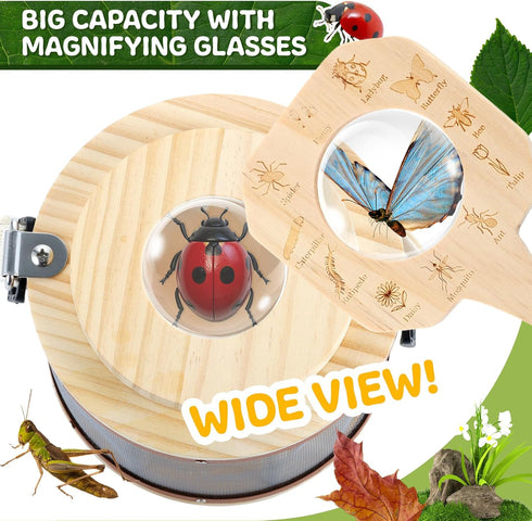 Backpack 8 1 Set 4-12 GAGAKU Kids Bug Catching Kit with - in Outdoor Explorer with Net, Wooden Box & Magnifying Glass