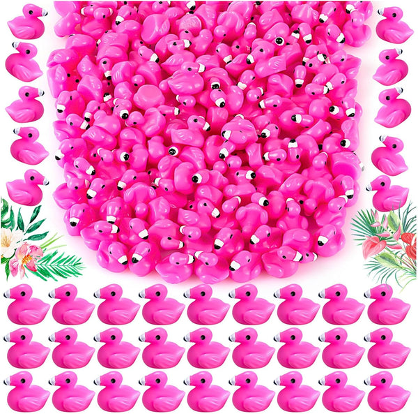 HFAYDZSW 300Pcs Mini Resin Flamingo Ducks, Cute Figurines for Cake Topper, Garden, Dollhouse,