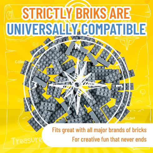 Strictly Briks Classic Brick Starter Kit - 96 Gray 2x4 Stud Pieces - Creative Building Set for Ages 3+