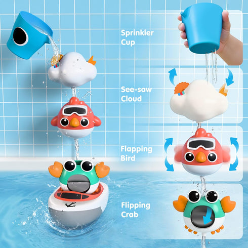 1-3, Set 6 8 9 12 Summer 2 3 4 iPlay, iLearn Baby Bath Toy for Toddlers Kids Bathtub Water Toy Month W/ Shower Cup