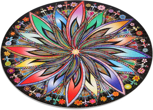 Bgraamiens Puzzle-Blooming Flowers - 1000 Pieces Creative Geometric Round Colorful Mandala