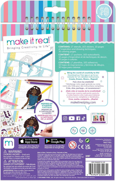 Make It Real – Fashion Design Sketchbook: City Style - Inspirational Coloring Book for Girls with Stencils and Stickers