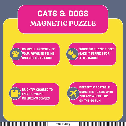 Mudpuppy Cats & Dogs - Tri Fold Magnetic Puzzles with Two 20 Piece Cat and Dog Artwork