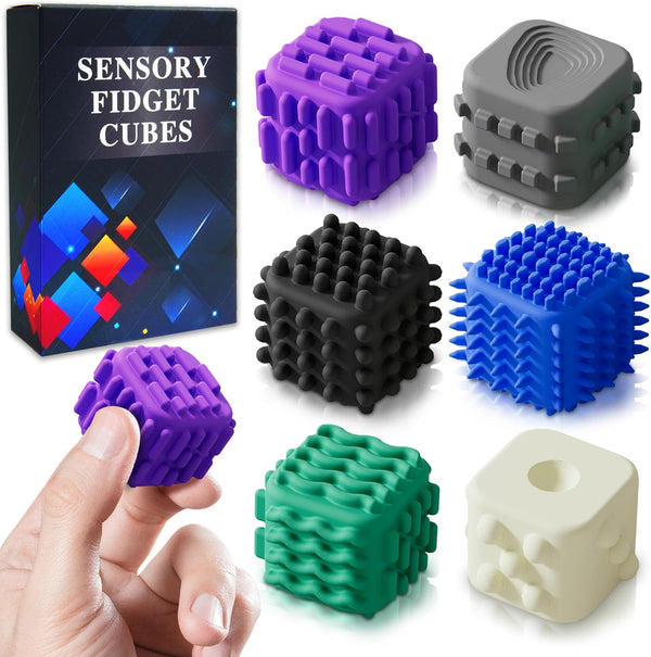 Fidget Cube Toys Adults Textured Silicone Sensory Worry Stones for Autism ADHD