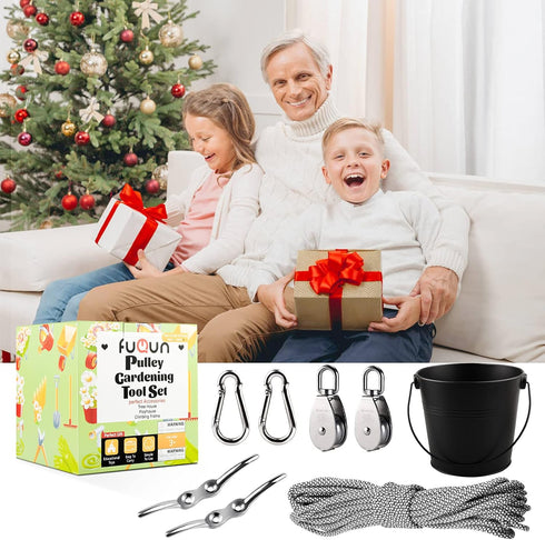 FUQUN Treehouse Accessories for Kids, Pulley with Bucket Cable, 2 Sets, Black