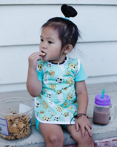 BapronBaby Cookies & Milk Bapron - No Neck Tie Safer Bib for Baby & Toddler (Soft Waterproof Stain Resistant; Machine