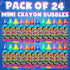 (Pack 24) 1 Oz Summer Mini Crayon Bubbles for Kids - of Bulk Fl Bottles w/Wands - Crayon Shape Bubbles in Bright Colors