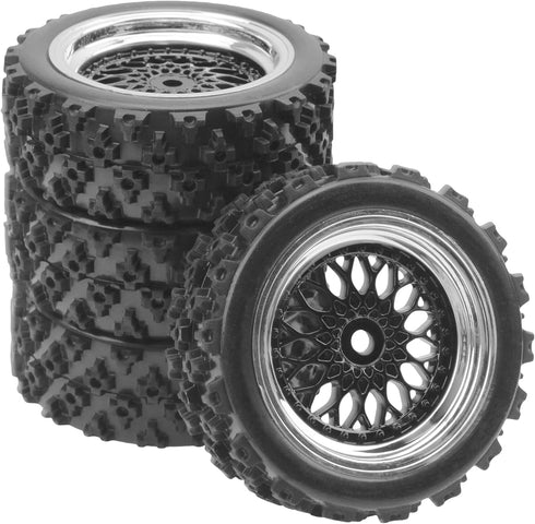 ShareGoo RC 1/10 On Road Tires & Wheel 12mm Hex Plastics Rims Compatible with Tamiya TT01 TT02 Kyosho Sakura D3 Traxxas 4Tec 2.0 1/10 RC On Road Racing & Touring Car (OD 72mm)