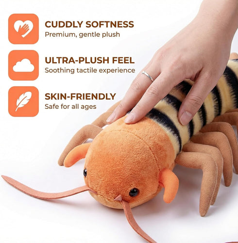 ZHONGXIN MADE 24 Centipede Plush - Lifelike Centipede Stuffed Animal, Realistic Yellow Centipedes Arthropod Insect
