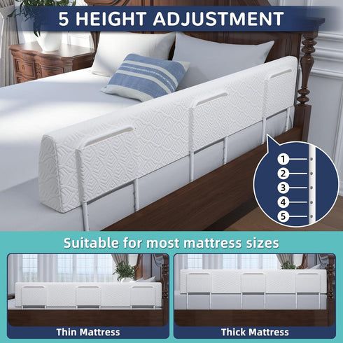 FigTime 59", 3-Bracket) Bed Bumper for Toddlers, Foam Bed Rail for Toddlers, Toddler Bed Rail Bumper, Soft Safety Bed
